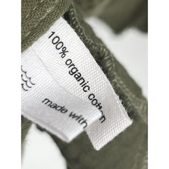 Loup Charmant Green Cotton Gauze Shift Dress Belt Distressed Hem Sz M Pockets - Picture 7 of 8